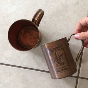 Set of two vintage Moscow mule copper cups